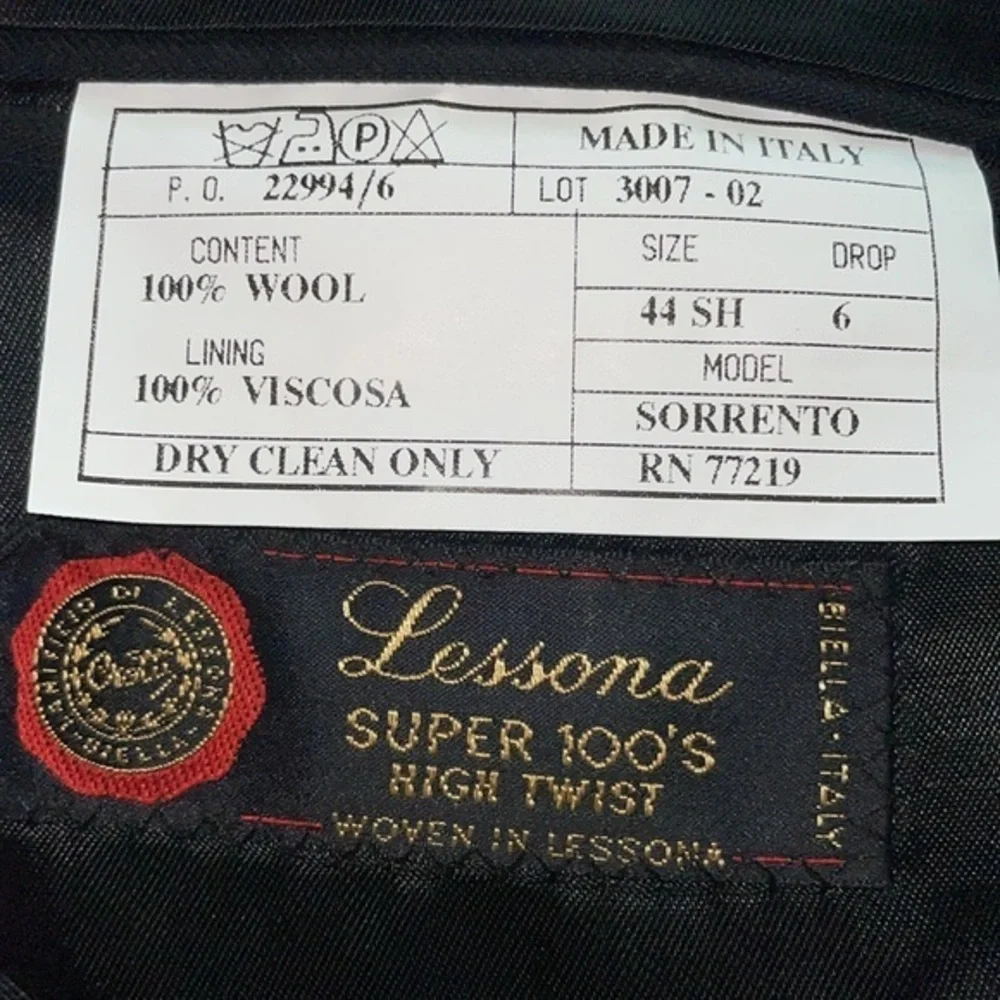 Vito‎ Rufolo Italy Vtg Wool Super 100s Suit Jacket Sport Coat Mens 44S Black